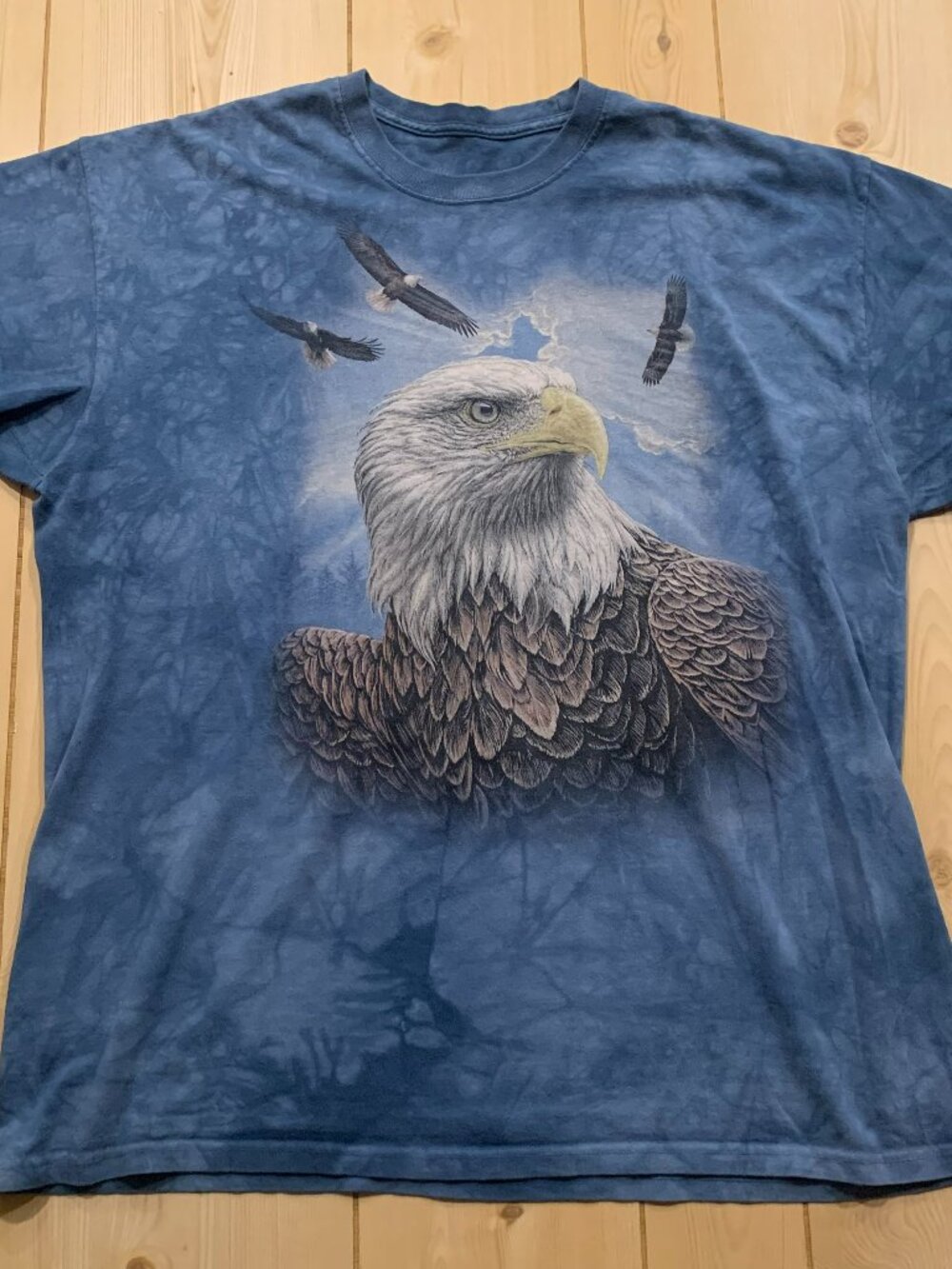 The Mountain Bald Eagle Majestic Bird Patriotic Tie-Dye Graphic T-Shirt Size 2XL